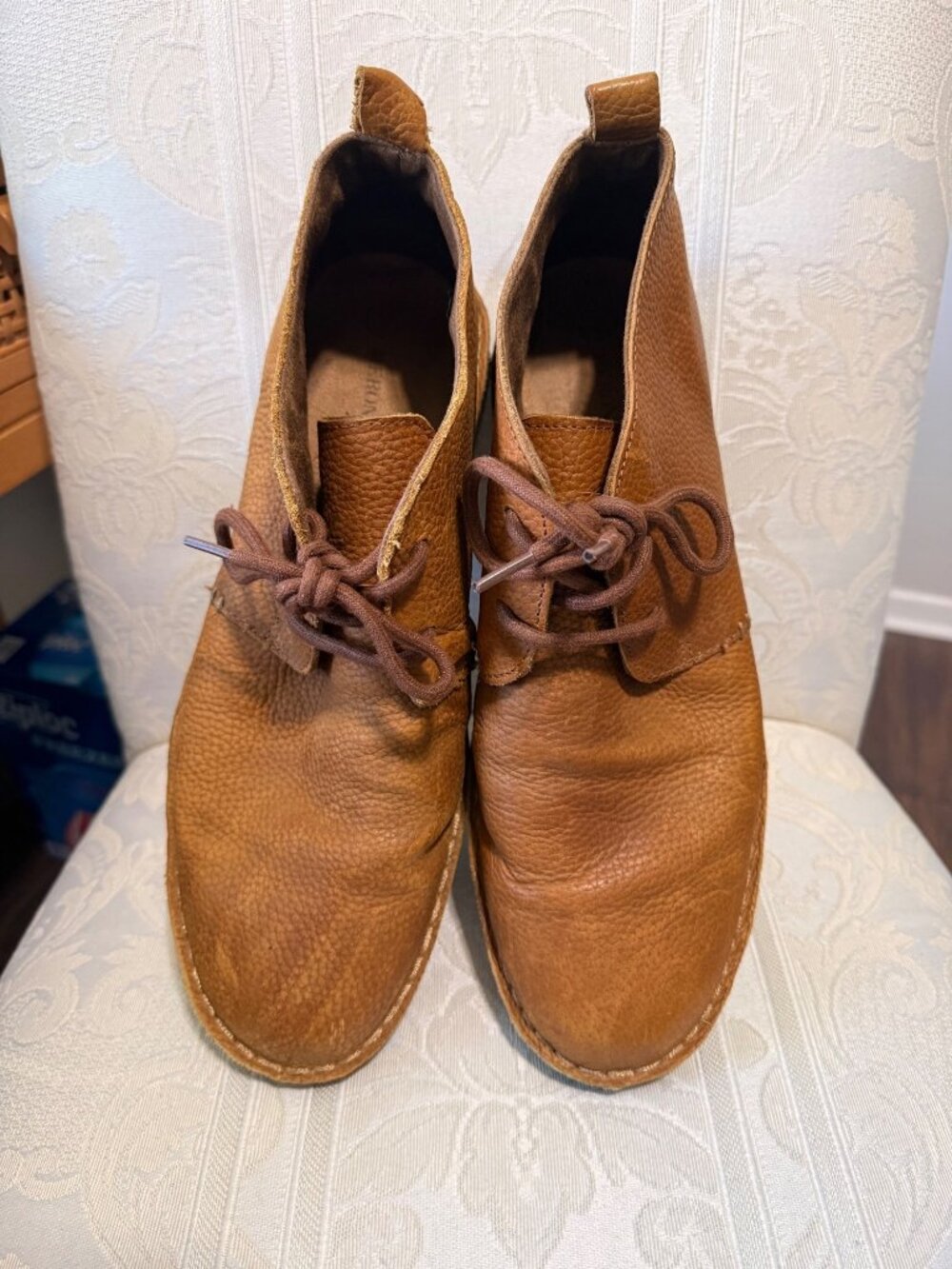 Merona Mens Chukka Boots Tan Pebble Leather Size 12